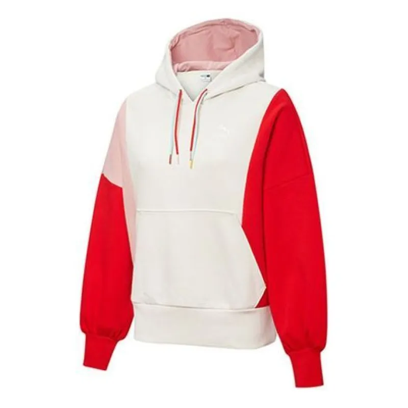 (WMNS) Puma Panelled Hoodie 'White Red Pink' 532184-05 sold by KicksCrew