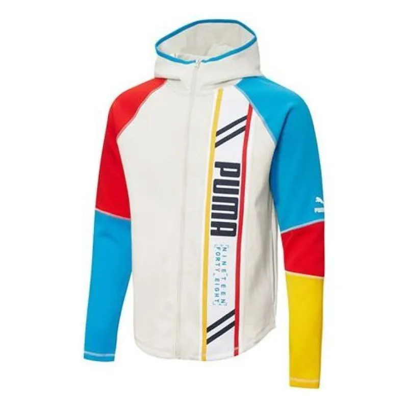 Puma Panelled Logo Jacket 'White Blue Red Yellow' 532183-55 sold by KicksCrew