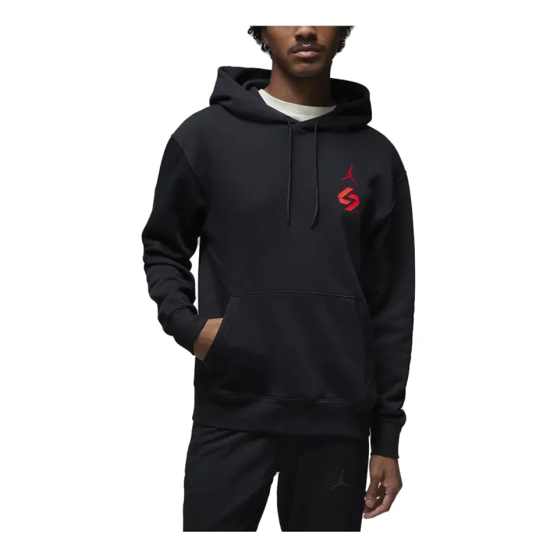 Air Jordan Luka Logo Pullover Hoodie 'Black Red' DZ3512-011 sold by KicksCrew