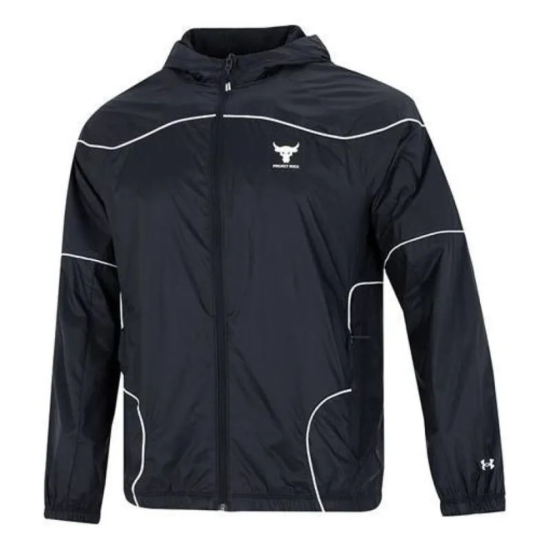 Under Armour Project Rock Full Zip Windbreaker 'Black' 1373580-001 sold by KicksCrew
