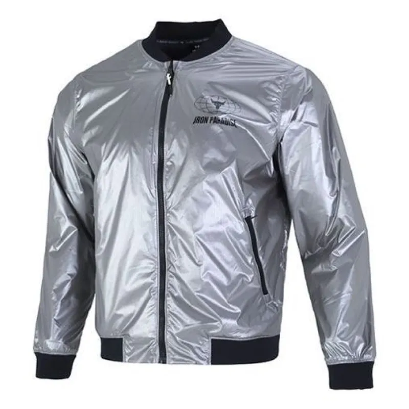 Under Armour Project Rock Disrupt Bomber Jacket 'Metallic Tin Black' 1373579-981 sold by KicksCrew