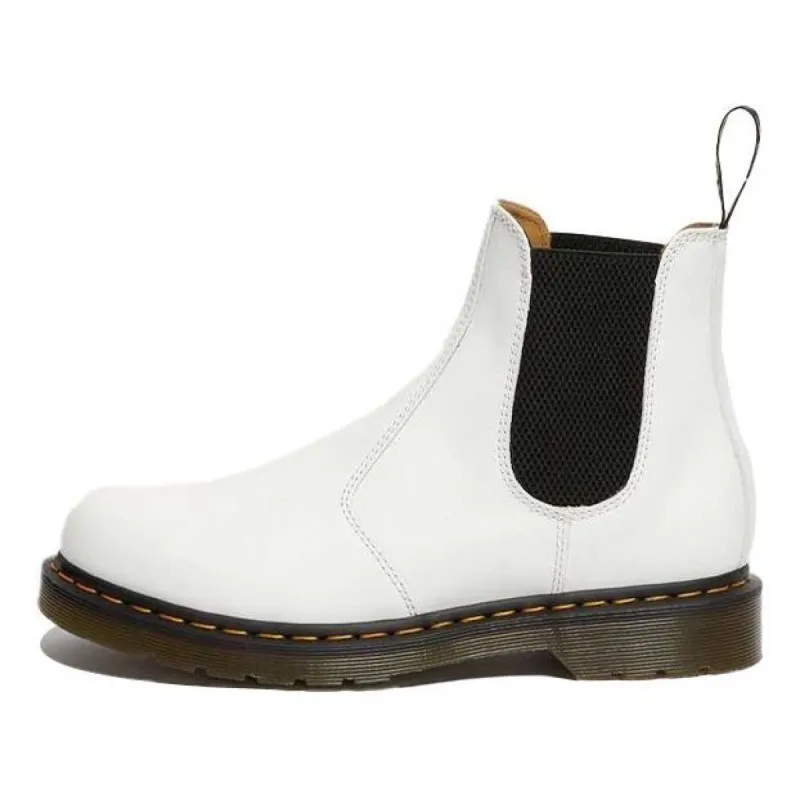 Dr. Martens 2976 Yellow Stitch Smooth Leather Chelsea Boots 'White' 26228100 sold by KicksCrew