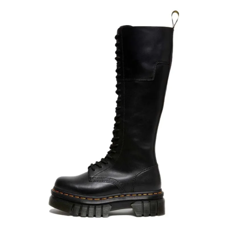 (WMNS) Dr.Martens Audrick 20-Eye Leather Knee High Platform Boots 'Black' 27953001 sold by KicksCrew