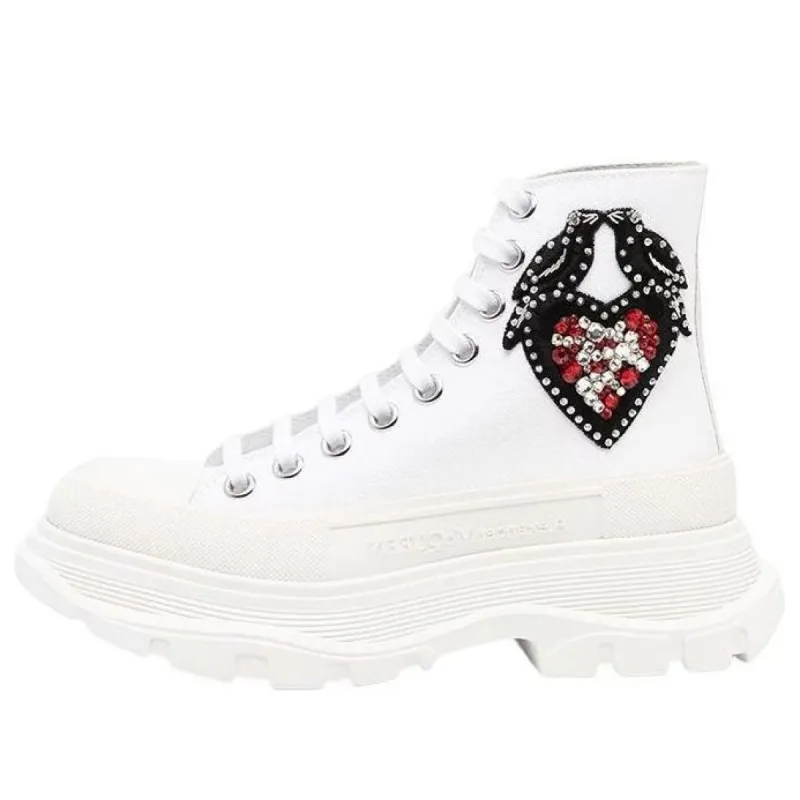(WMNS) Alexander McQueen Tread Slick Embellished Boots 'Ivory' 667244W4MVC9071 sold by KicksCrew