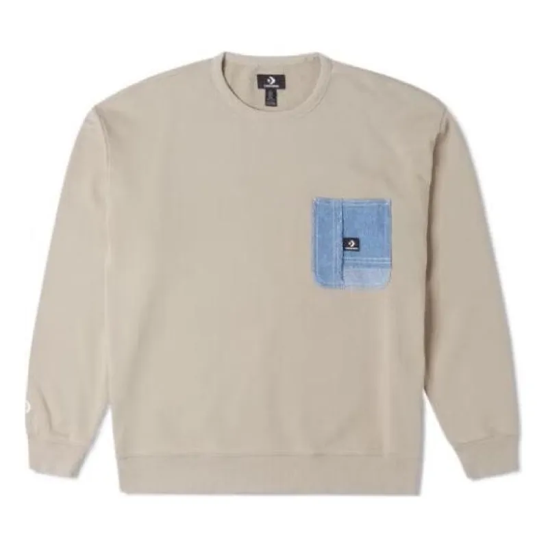 Converse Denim Patchwork Crew Sweatshirt 'Beach Stone' 10025519-A01 sold by KicksCrew
