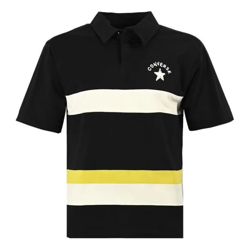 Converse Colorblock Logo Polo Shirt 'Black White' 10024880-A02 sold by KicksCrew