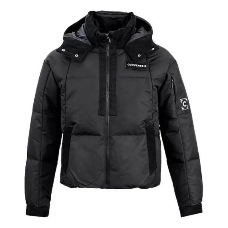 (WMNS) Converse Premium Short Down Puffer Jacket 'Black' 10023727-A01 sold by KicksCrew
