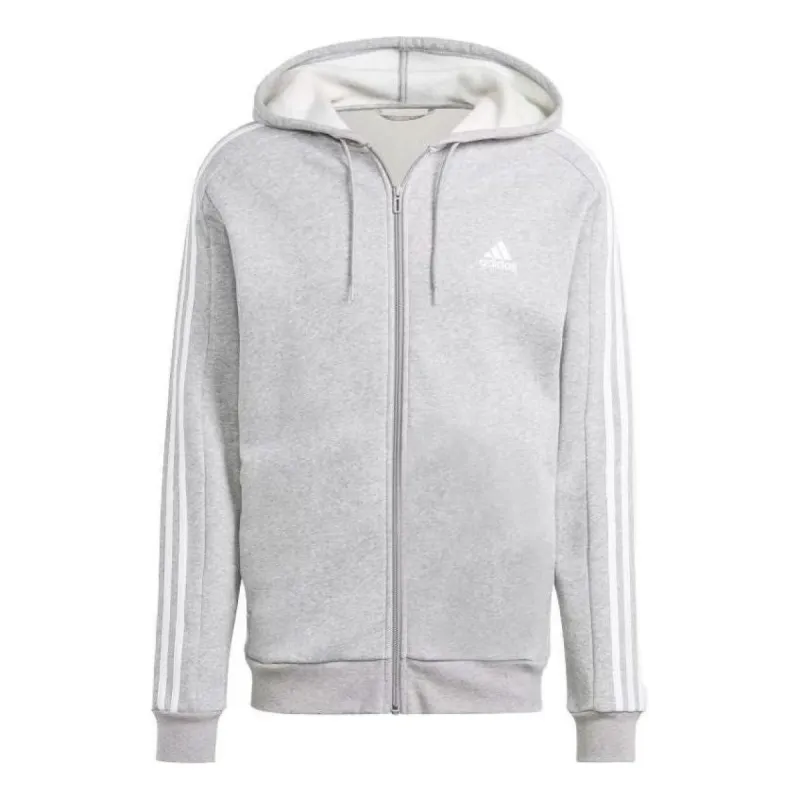 Adidas Essentials Fleece 3-Stripes Full-Zip Hoodies 'Grey' IJ6479 sold by KicksCrew