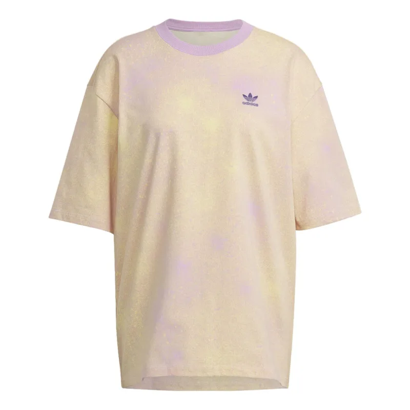 (WMNS) Adidas Originals Graphic Print Cropped T-Shirts 'Yellow Pink' 6597 sold by KicksCrew
