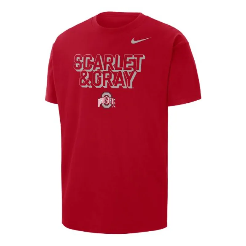 Nike College Ohio State Max90 Crew-Neck T-Shirt 'University Red' FQ5476-657 sold by KicksCrew