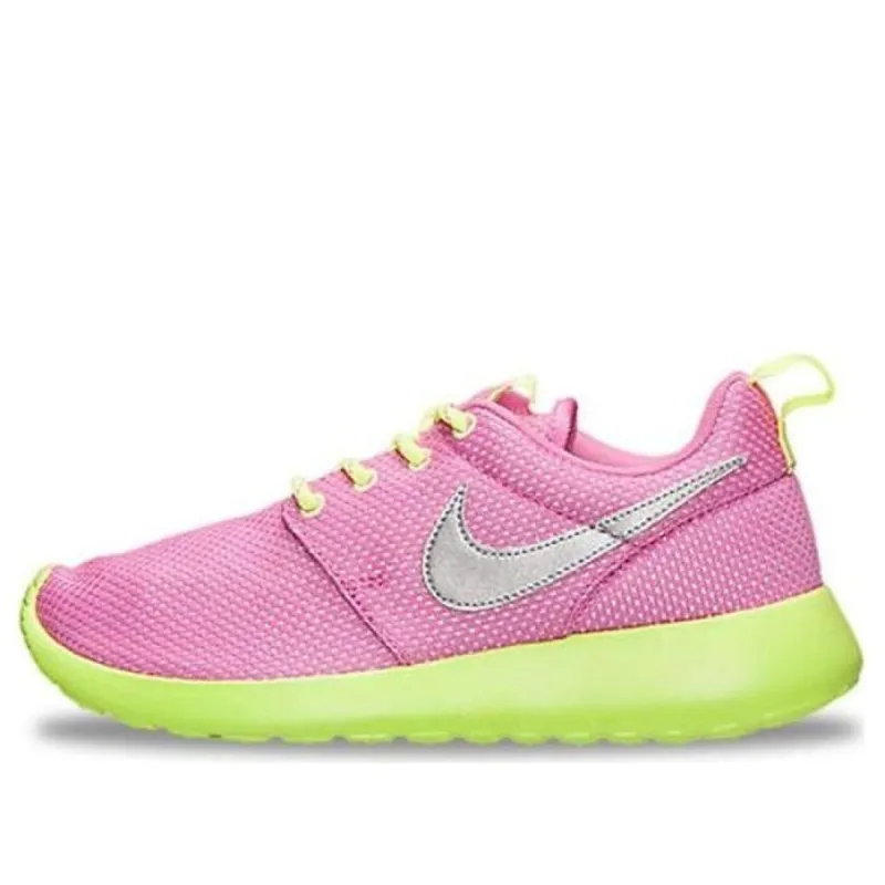 (GS) Nike Roshe Run 'Red Violet Metallic Silver Volt' 599729-501 sold by KicksCrew