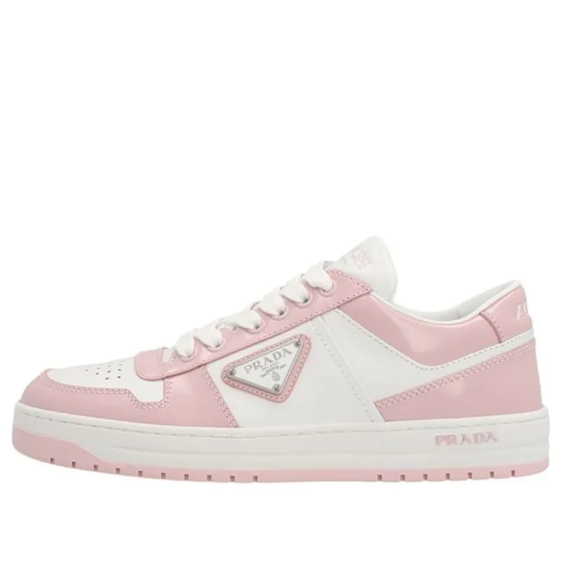 (WMNS) PRADA Downtown Leather Sneakers 'White Pink' 1E792M_3LKG_F0D8U_F_030 sold by KicksCrew
