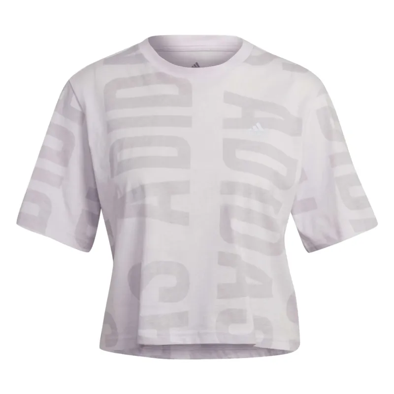 (WMNS) adidas Logo Printed Cropped T-Shirt 'Pink' HC9163 sold by KicksCrew