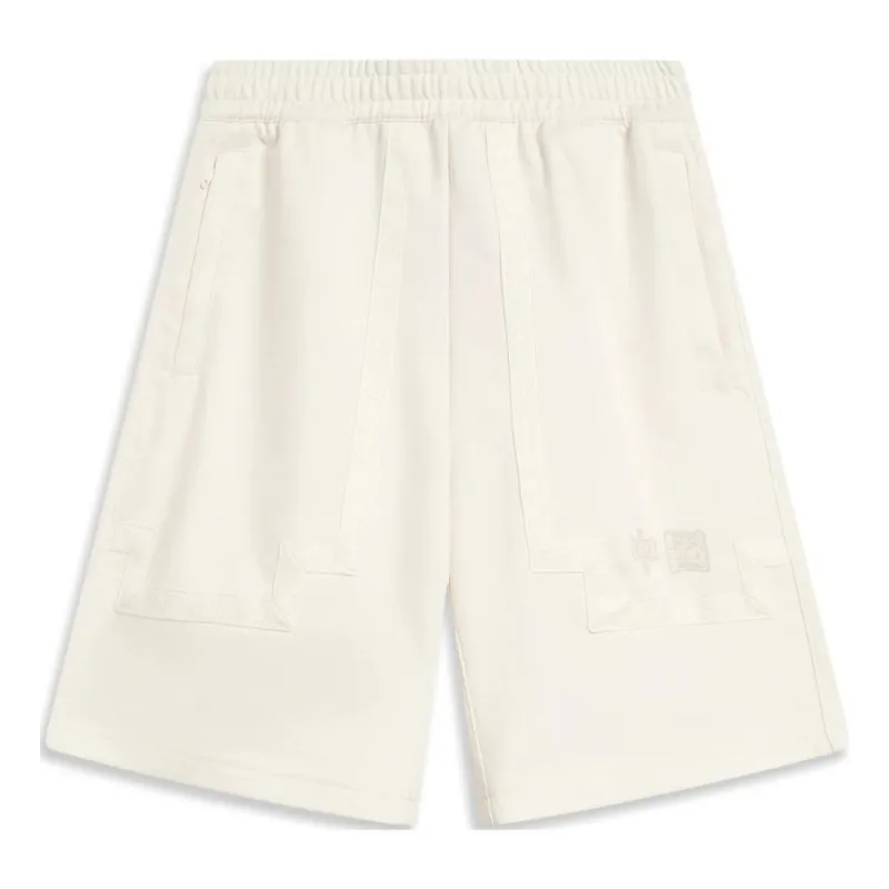 Li-Ning Chinese Culture Embroidered Logo Shorts 'Beige' AKST383-1 sold by KicksCrew