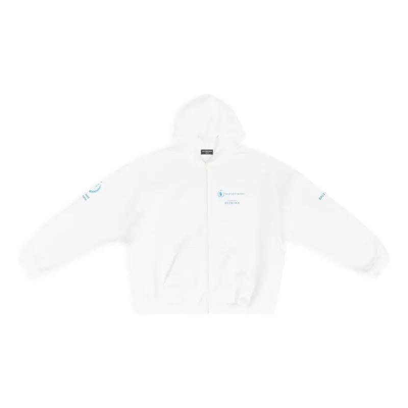 Balenciaga FW22 WFP Zip Up Hoodie 'White Blue' 674719TMVL19086 sold by KicksCrew