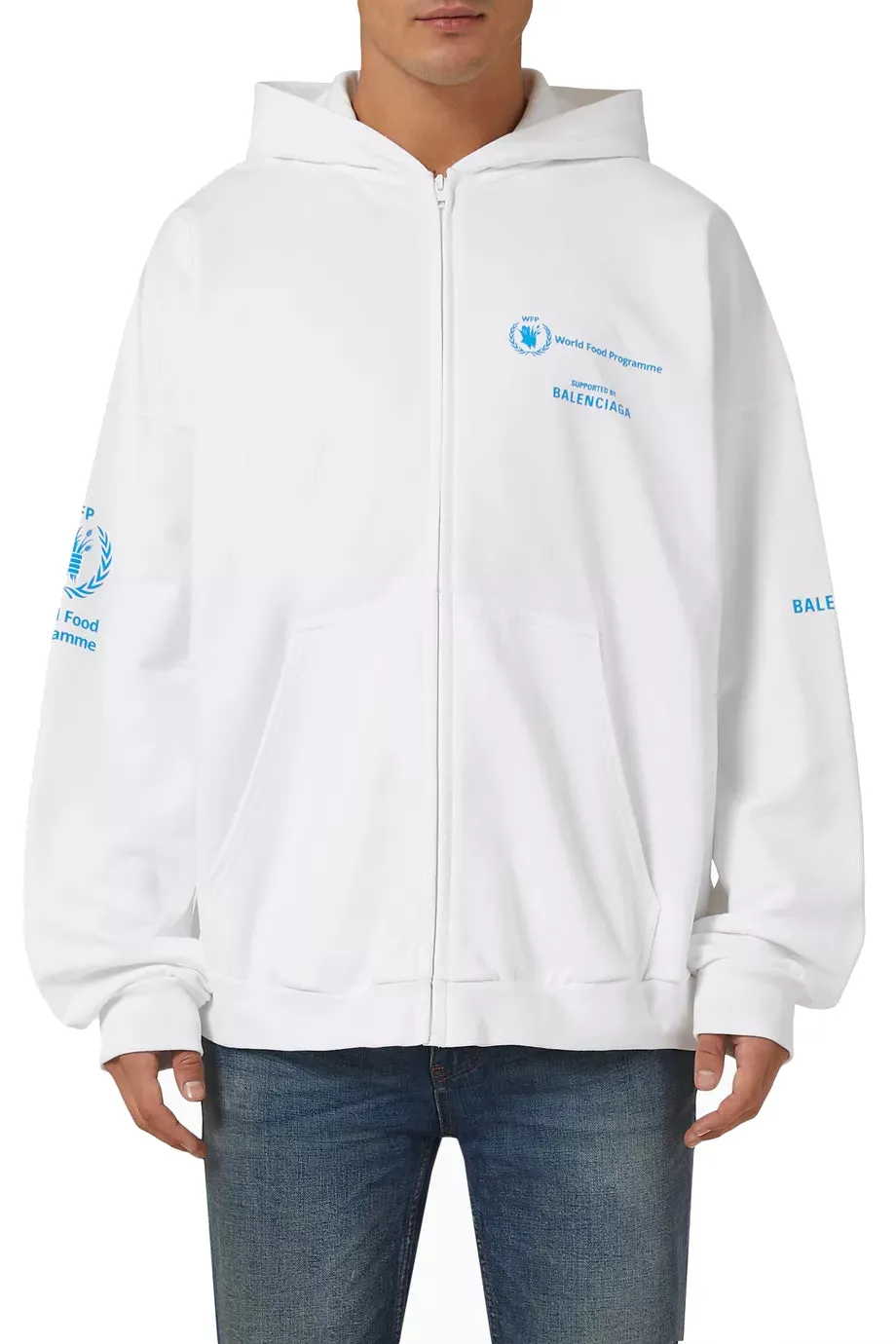 Balenciaga FW22 WFP Zip Up Hoodie 'White Blue' 674719TMVL19086 sold by KicksCrew product image thumbnail 3