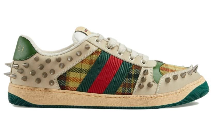GUCCI Screener GG Leather Sneakers 'Beige Metallic Silver Green' 722613-FAAYN-8556 sold by KicksCrew product image thumbnail 2
