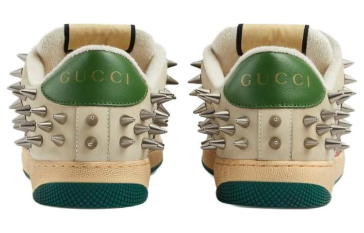 GUCCI Screener GG Leather Sneakers 'Beige Metallic Silver Green' 722613-FAAYN-8556 sold by KicksCrew product image thumbnail 4