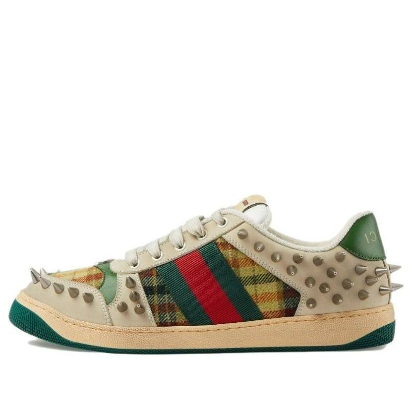 GUCCI Screener GG Leather Sneakers 'Beige Metallic Silver Green' 722613-FAAYN-8556 sold by KicksCrew