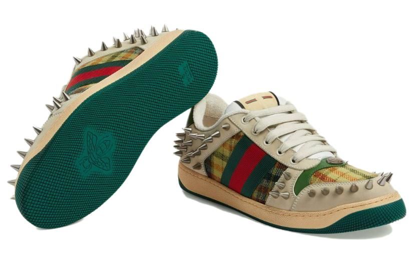 GUCCI Screener GG Leather Sneakers 'Beige Metallic Silver Green' 722613-FAAYN-8556 sold by KicksCrew product image thumbnail 5