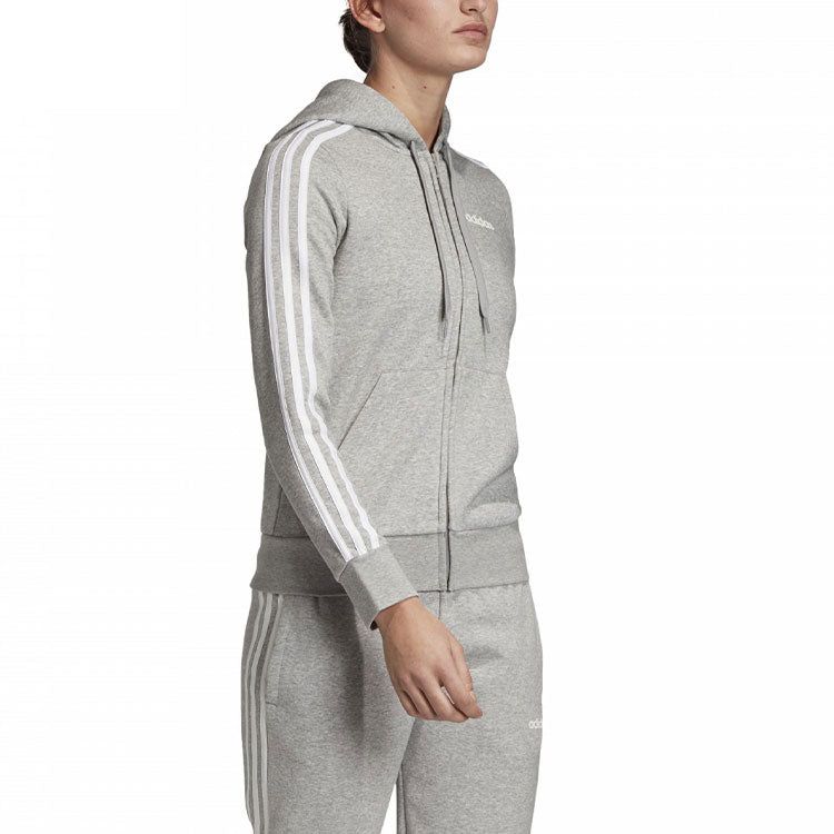 (WMNS) Adidas Essentials 3-Stripes Fleece Hoodie 'Grey' EI0683 sold by KicksCrew product image thumbnail 3