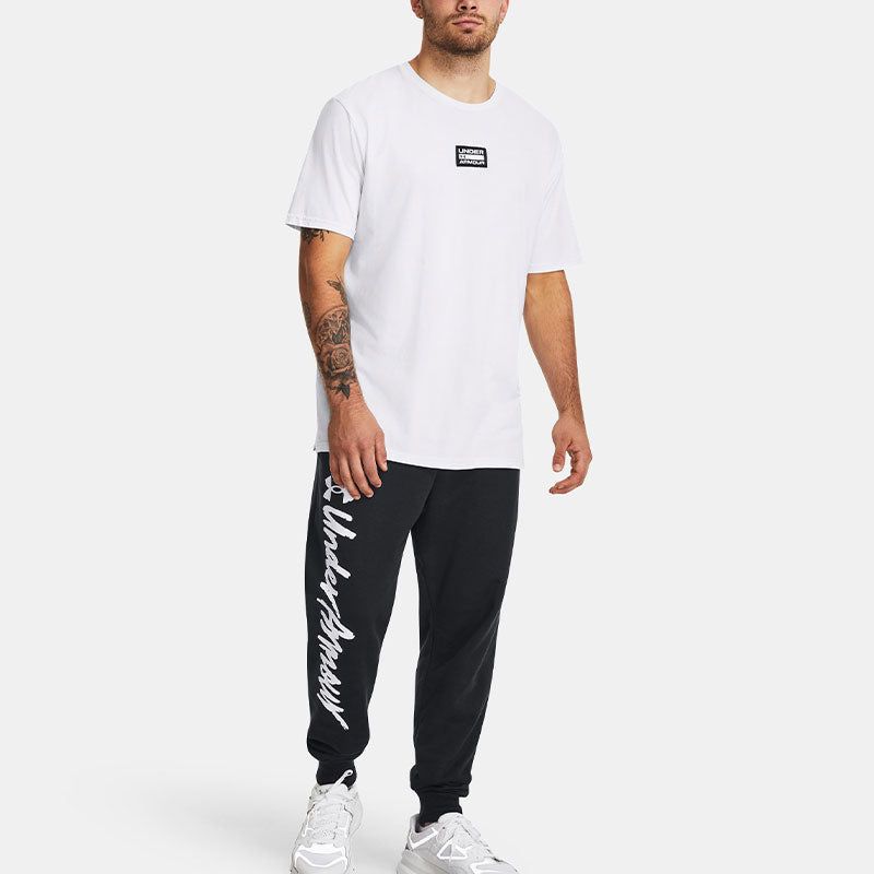 Under Armour Rival Fleece Graphic Joggers 'Black White' 1379776-001 sold by KicksCrew product image thumbnail 3