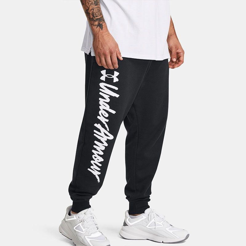 Under Armour Rival Fleece Graphic Joggers 'Black White' 1379776-001 sold by KicksCrew product image thumbnail 5