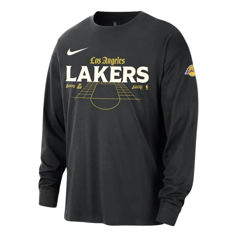 Nike NBA Los Angeles Lakers Courtside Long Sleeve T-shirt 'Black Yellow White' FQ6125-010 sold by KicksCrew