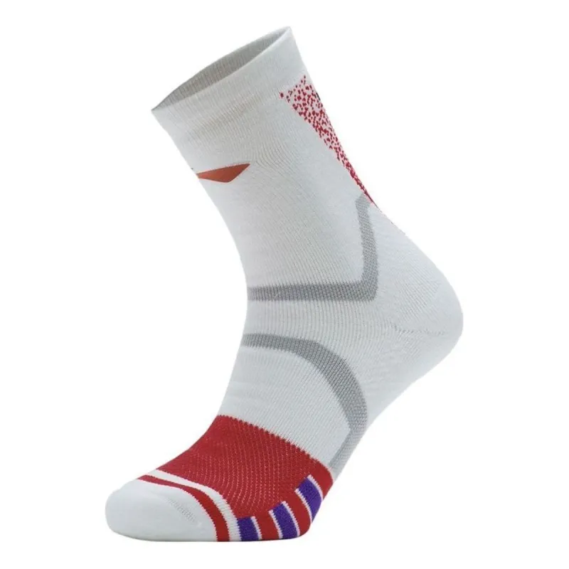 Li-Ning Basketball Mid Cut Socks 'White Red' AWLS265-2 sold by KicksCrew