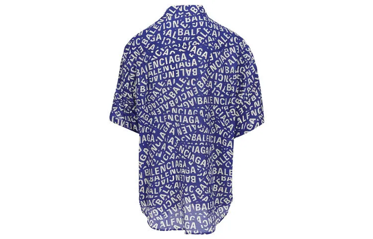 Balenciaga Logo Strips Minimal Silk Shirt 'Blue Dirty White' 681813TNL054644 sold by KicksCrew product image thumbnail 2