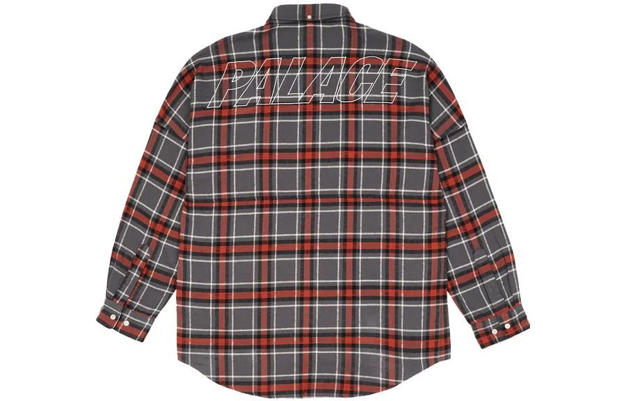 Palace FW22 Flannel Dpop Shoulder Shirt 'Red' P23SHT061 sold by KicksCrew product image thumbnail 2