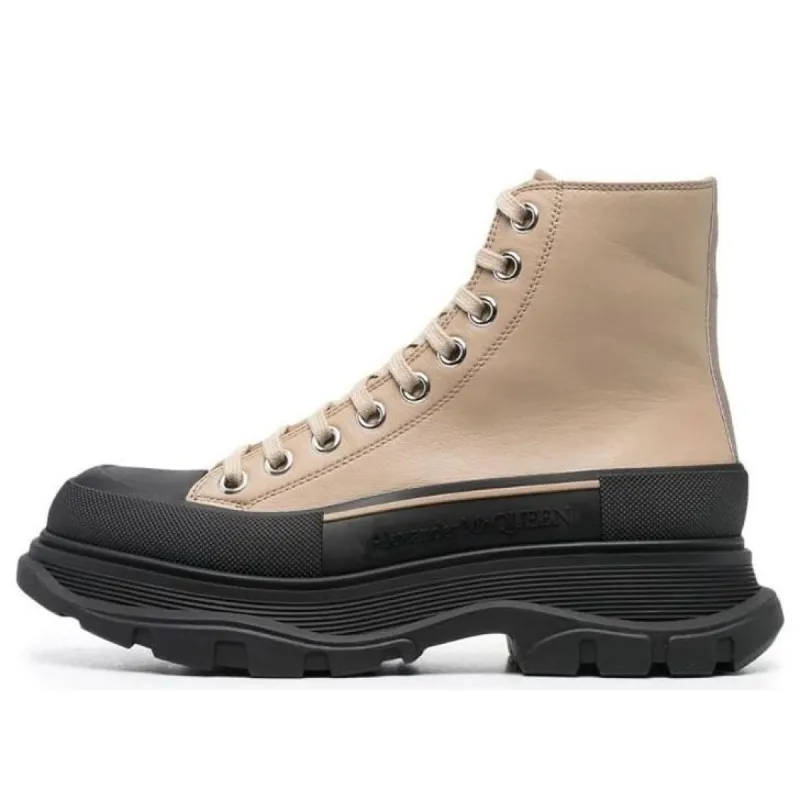 (WMNS) Alexander McQueen Tread Slick High 'Taupe Black Leather' 633900WHZ622615 sold by KicksCrew