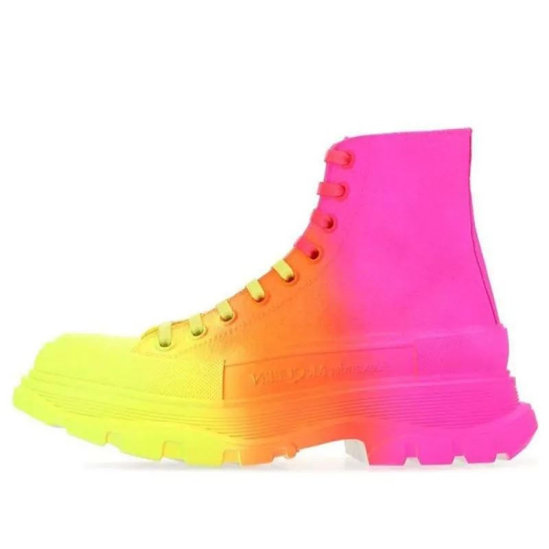 (WMNS) Alexander McQueen Tread Slick Boots 'Yellow Orange Pink' 685697W4MVS7115 sold by KicksCrew