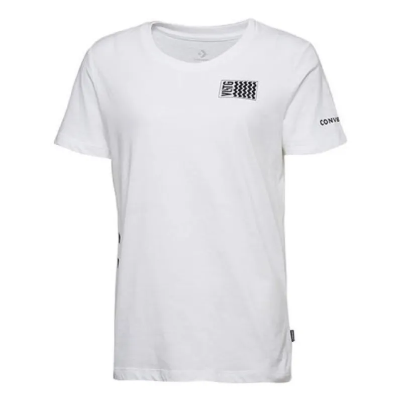 (WMNS) Converse Voltage T-Shirt 'White Black' 10017752-A02 sold by KicksCrew