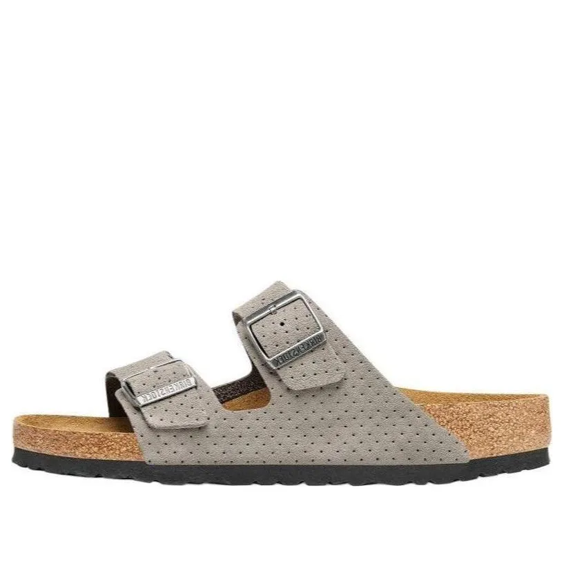 Birkenstock Arizona Suede Embossed Dotted Sandals 'Stone Coin' 1026988 sold by KicksCrew
