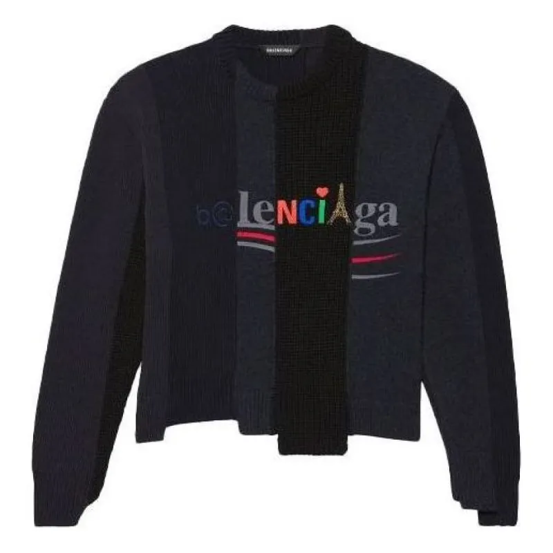 Balenciaga Restructured Asymmetrical Knit Sweater 'Black' 657334T32011271 sold by KicksCrew