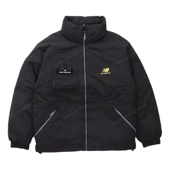 New Balance Logo Print Puffer Jacket 'Black White' AMJ14308-BK sold by KicksCrew