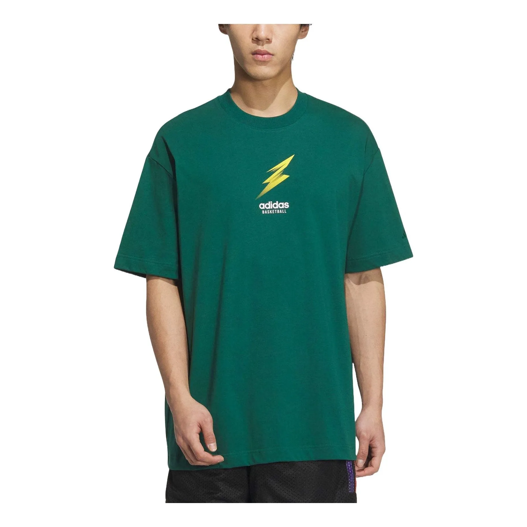 adidas Basketball Graphic T-shirt Asia Sizing 'Green' JC6789 sold by KicksCrew