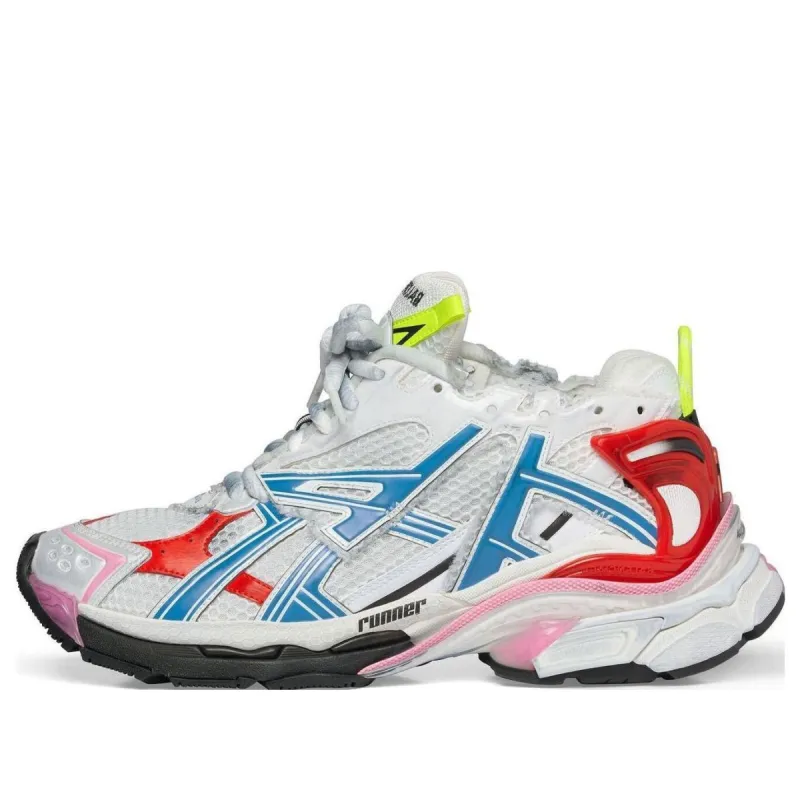 Balenciaga Runner Sneakers 'White Blue Red Mesh and Nylon' 677403W3RB69645 sold by KicksCrew