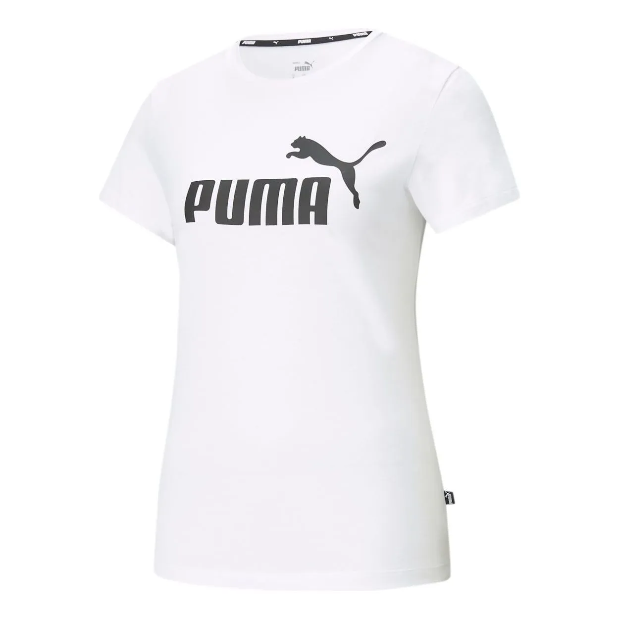 (WMNS) PUMA Essentials Logo T-shirt 'White Black' 586774-02 sold by KicksCrew
