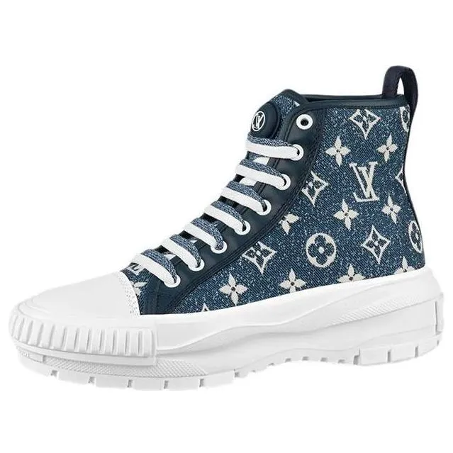 (WMNS) LOUIS VUITTON Squad Ankle Sneakers 'Denim with Monogram' 1A9S12 sold by KicksCrew