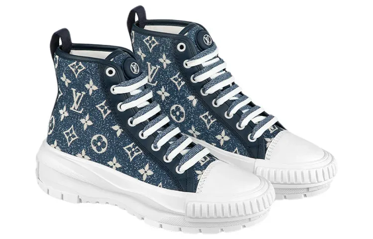 (WMNS) LOUIS VUITTON Squad Ankle Sneakers 'Denim with Monogram' 1A9S12 sold by KicksCrew product image thumbnail 2