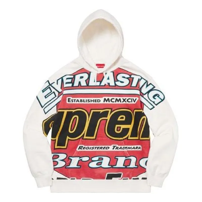 Supreme Everlasting Hooded Sweatshirt 'White Red Black' SUP-SS21-577 sold by KicksCrew