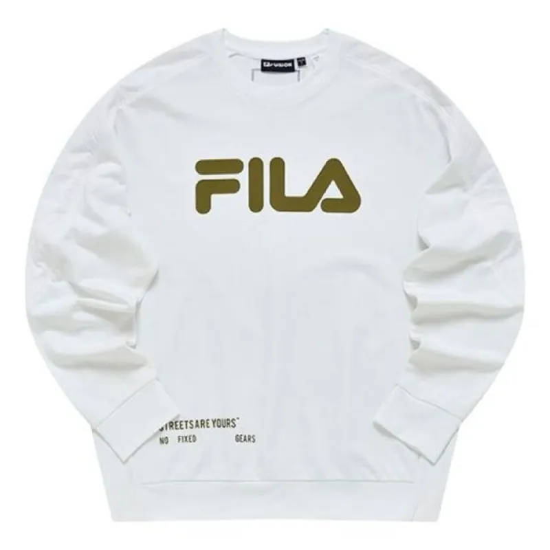 FILA FUSION Logo Sweatshirt 'White Tan' T11M231204F-WT sold by KicksCrew