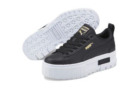 (GS) Puma Mayze Leather 'Black Team Gold' 384527-02 sold by KicksCrew