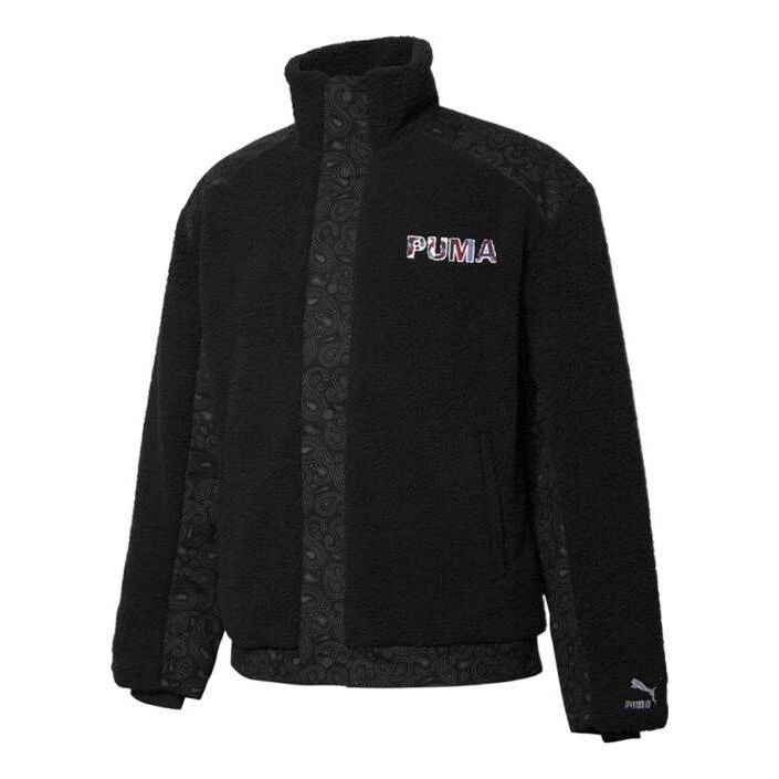PUMA Logo Teddy Coat 'Black' 534976-01 sold by KicksCrew
