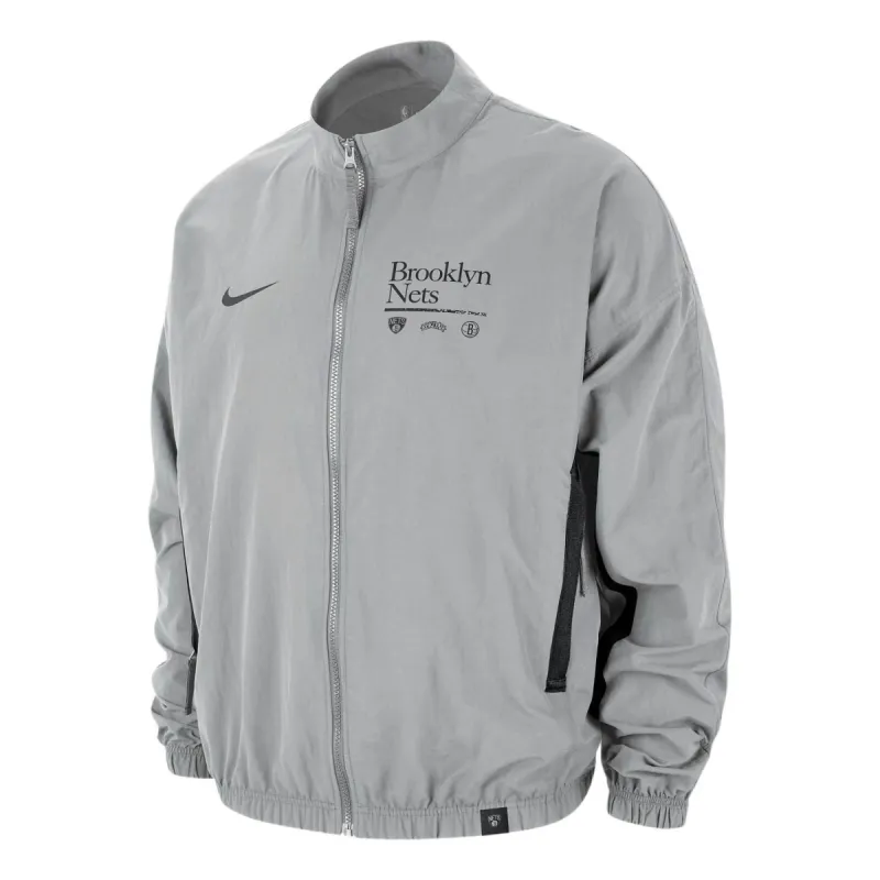 Nike NBA Brooklyn Nets DNA Courtside Woven Graphic Jacket 'Silver Black' FD8524-007 sold by KicksCrew