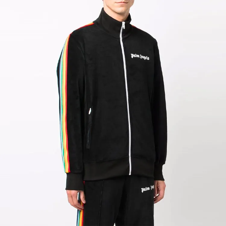 Palm Angels FW21 Rainbow Chenille Track Jacket 'Black' PMBD001F21FAB0081001 sold by KicksCrew product image thumbnail 3