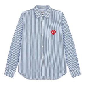 COMME des GARCONS PLAY Striped Shirt Red Emblem 'Blue' AZ-B024-051-1 sold by KicksCrew