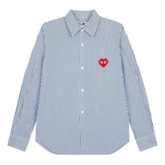 COMME des GARCONS PLAY Striped Shirt Red Emblem 'Blue' AZ-B024-051-1 sold by KicksCrew